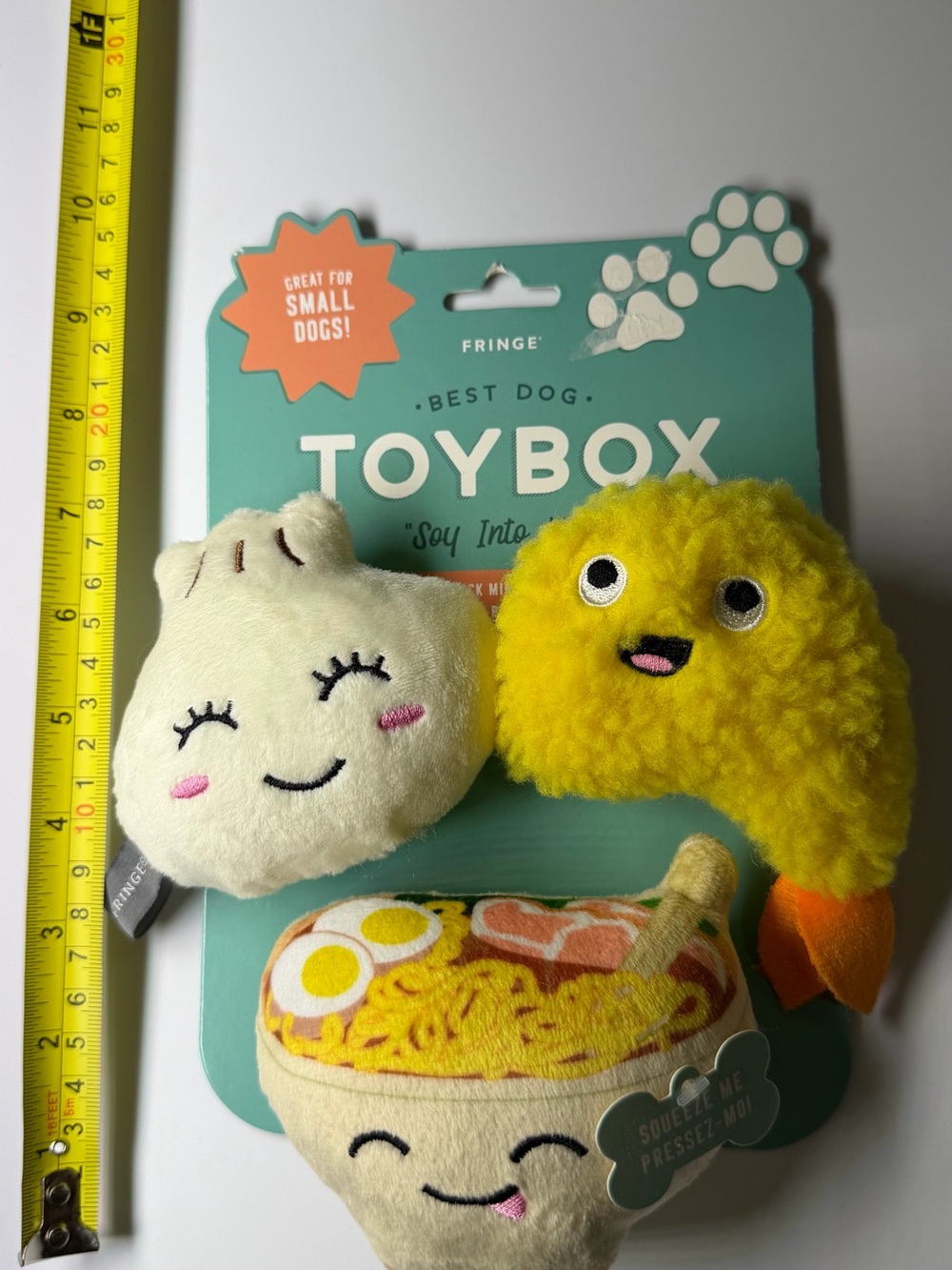 Fringe Asian Food Soy Into You Small Dog Squeaky Plush Dog Toys 3 pack - NWT